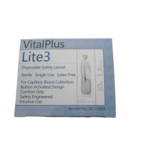 VİTALPLUS LİTE 3 TEK KULLANIMLIK GÜVENLİKLİ LANSET 1,8MM 30G 1KUTU =100 ADET