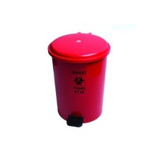 TIBBİ ATIK KONTEYNERİ 30LT PEDALLI TURUNCU/KIRMIZI