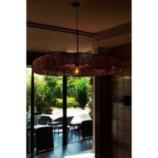 Bohem Avize 85x85x12cm Rüstik Avize Jüt Avize Doğal Avize Hasır Avize Tavan Aydınlatması Işık Led Ampul