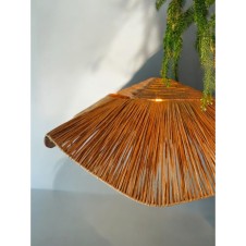 Bohem Avize 65x65x17cm Rüstik Avize Jüt Avize Doğal Avize Hasır Avize Tavan Aydınlatması Işık Led Ampul