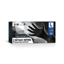 HASPET SİYAH NİTRİL PUDRASIZ MUAYENE ELDİVENİ LARGE 100LÜ