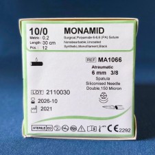 MONAMID MA1066  10/0 6 MM 3/8 SPATULA 150 MİKRON 30CM ÇİFT İĞNE