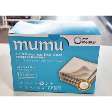 MUMU STERİL NONWOWEN 7.5CMX7.5CM SPANÇ 4KAT 100 ADET DOKUSUZ EMİCİ MODEL