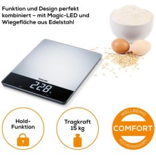 Beurer KS 34 XL Dijital Mutfak Tartısı – 15 Kg Kapasite, 1 Gr Hassasiyet, Geniş Platform, Tara Özellikli