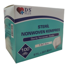 DS PLUS DAMLA STERİL NONWOVEN GAZ KOMPRES 100ADET 7.5CM X 7.5CM HASSAS BAKIM