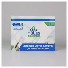 TULESE STERİL EMİCİ GAZ KOMPRES 7.5CMX7.5CM 100LÜ=1KUTU SPANÇ NON WOVEN